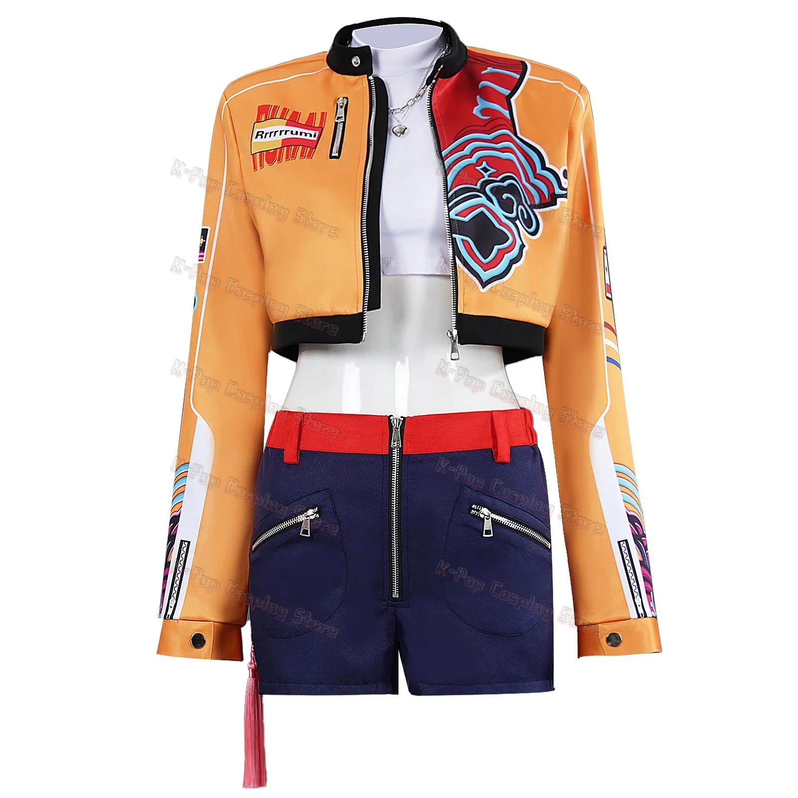 Rumi Zoey Mira Kpop 악마 헌터 코스프레 의상 여성용 의류 가발 그룹 아이돌 롤 플레잉 할로윈 카니발 슈트