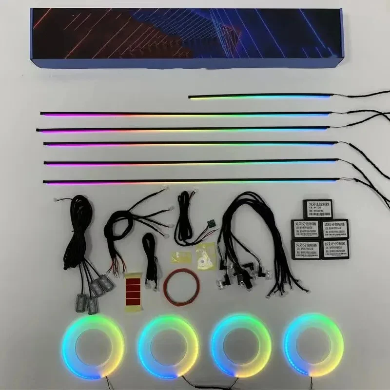 18 in1 Car Interior Acrylic Light Car Ambient Lights 64 RGB  Guide Fiber Optic Car Decoration Atmosphere Light For BMW 1/3/5/7