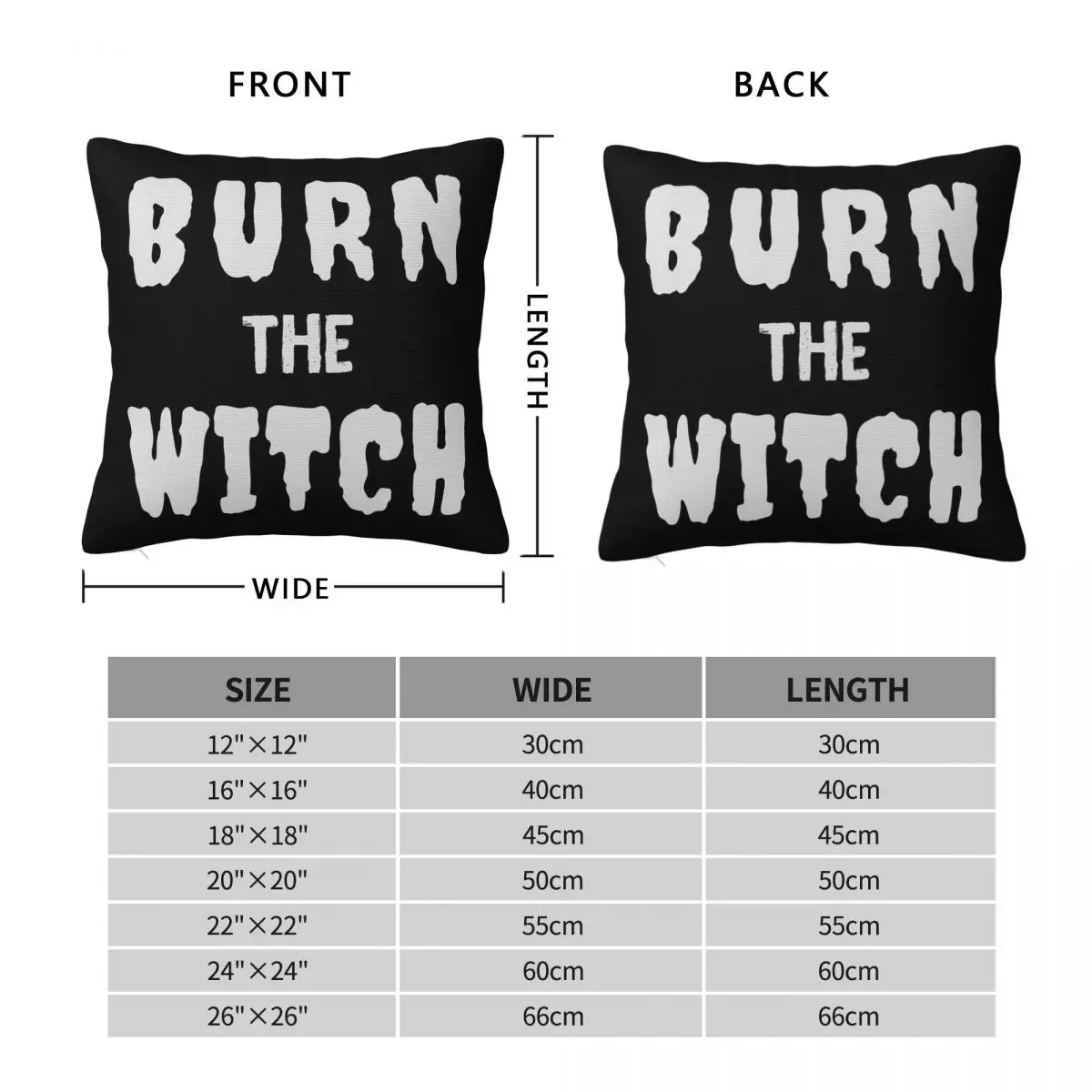 Burn The Witch Square Pillowcase Polyester Linen Velvet Pattern Zip Decor Car Cushion Case