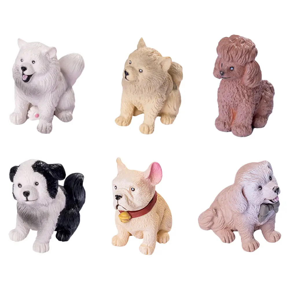 

6PCS Large Dog Ornaments Figurines Realistic Shapes DIY Decorations Mini Hanging Accessories Bedroom Car Drawing Room Cake Decor