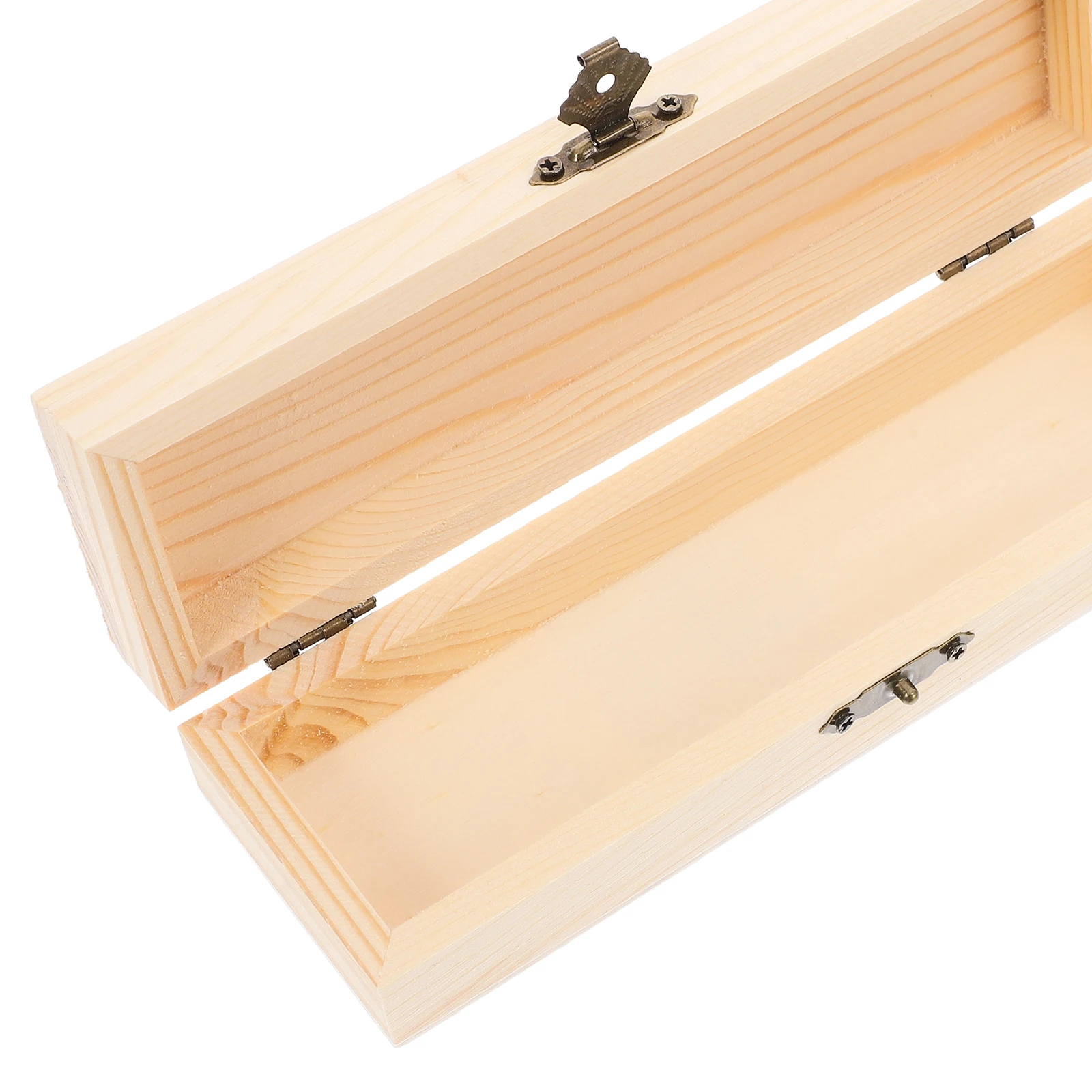 

Wooden Pencil Box Diy Unfinished Stationery Storage Organizer Brush Holder Case Lock For School Office Art Supplies Craft