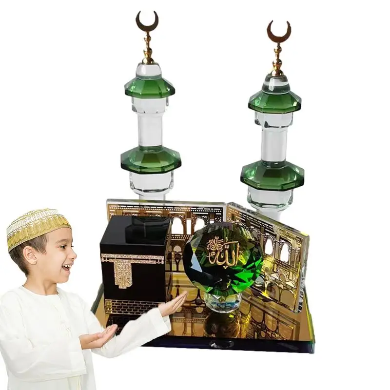 Saudi Arabia Travel Souvenirs Mecca Mosque Clock Tower Kaaba Minaret Crystal Models Middle East Muslim Desktop Ornaments Decor