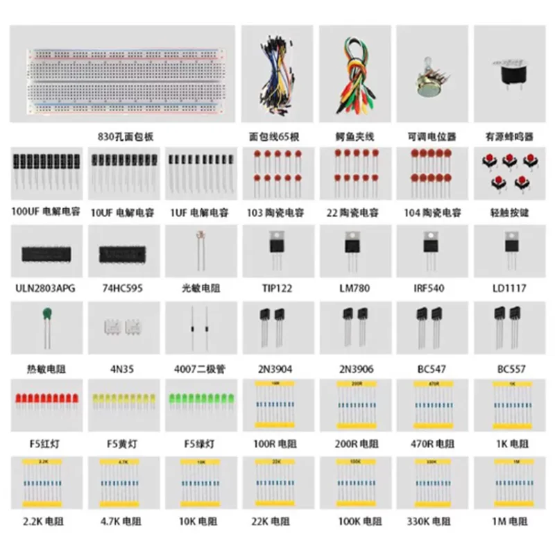 The basic components Alligator clip set for electronic enthusiasts is suitable for arduino electronic making DIY learning kits