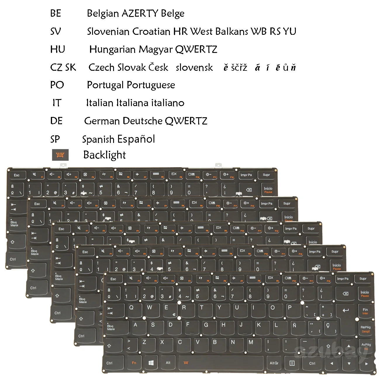 

Бельгийская клавиатура AZERTY, немецкая QWERTZ, венгерская, чешская, словацкая, словенская, хорватская, итальянская, португальская, испанская для Lenovo Yoga 2 Pro, ST1KB 25212824 25212820 25212862 252128 с подсветкой