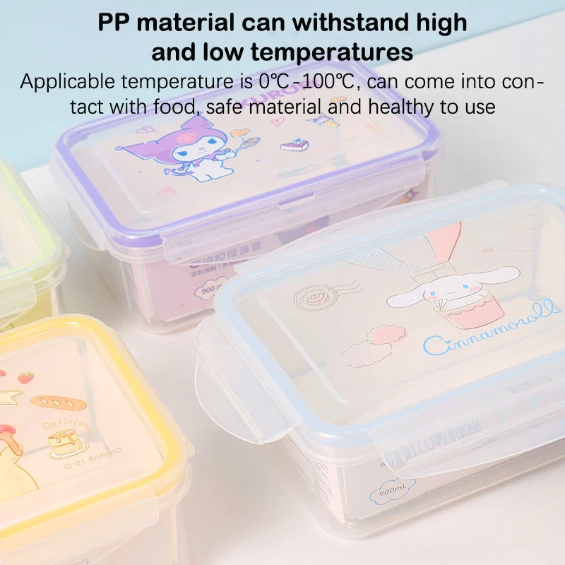 New Cinnamoroll Kuromi Lunch Box Cartoon Pochacco Pompom Purin Student Bento Box Portable Food Storage Container Gift