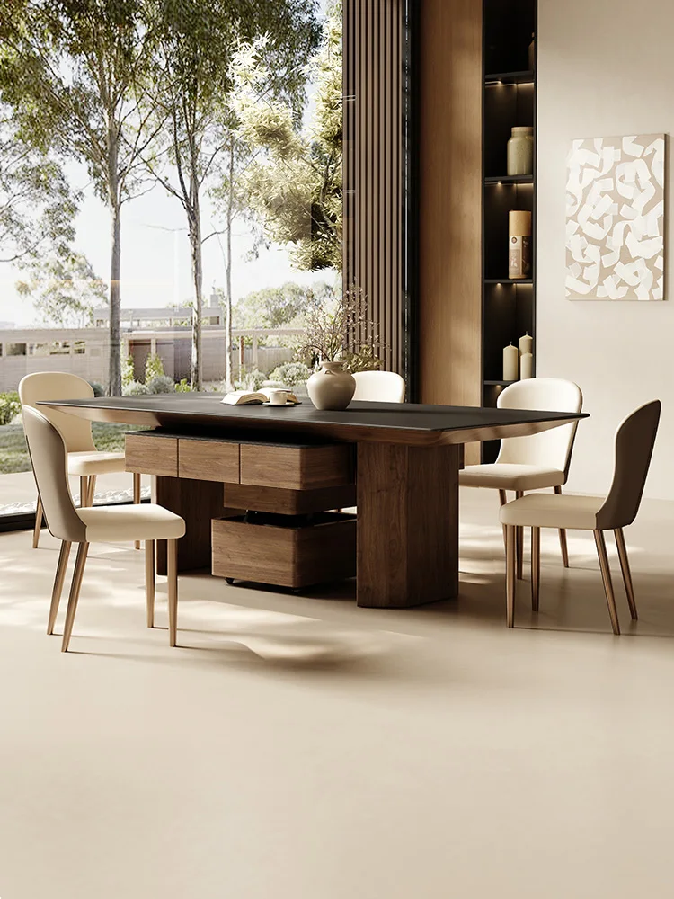 Mahjong table Lifting rock slab dining table Integrated dual-purpose multi-functional furniture