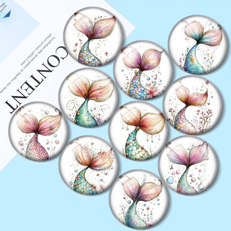 Cute Ocean Fantasy 12/18/20/25mm glass cabochon  bracelet pendant rings for jewelry demo earrings back Making findings