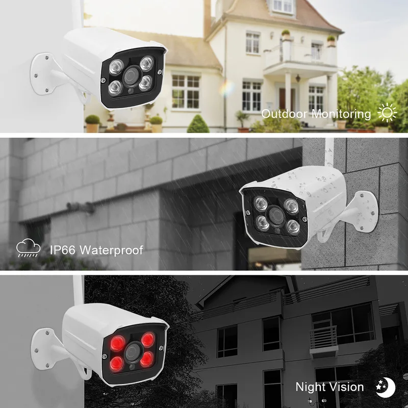 Tuya Smart Wireless WiFi NVR 4 Kit1080P Plug Play  IR 20M Outdoor Waterproof Smartphone Access Work with Google Home Alexa Echo