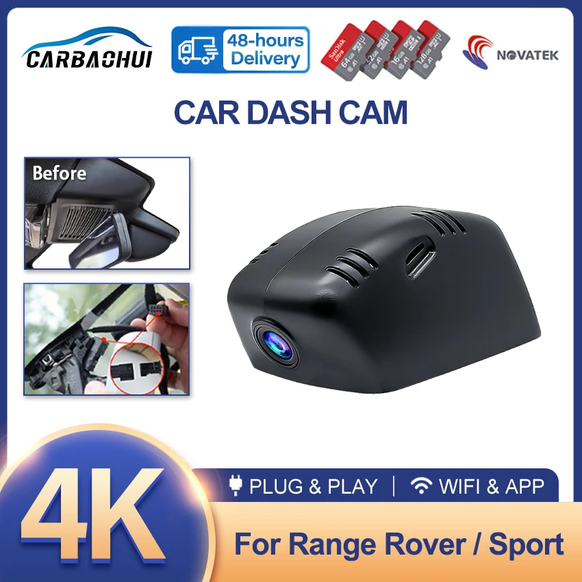 

4K 2160P Dash cam For Land Rover Range Rove Sport, Range Rove 2023 2024 2025, Plug and Play Car DVR Camera WiFi Video Recorder