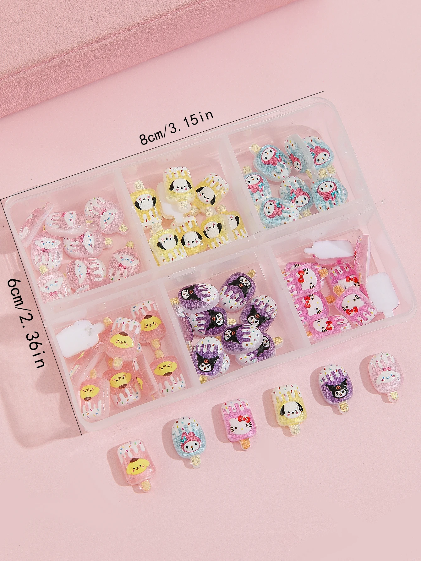 Cartoon nail accessories cute Hello Kitty series boxed matching design DIY nail art charm decoration