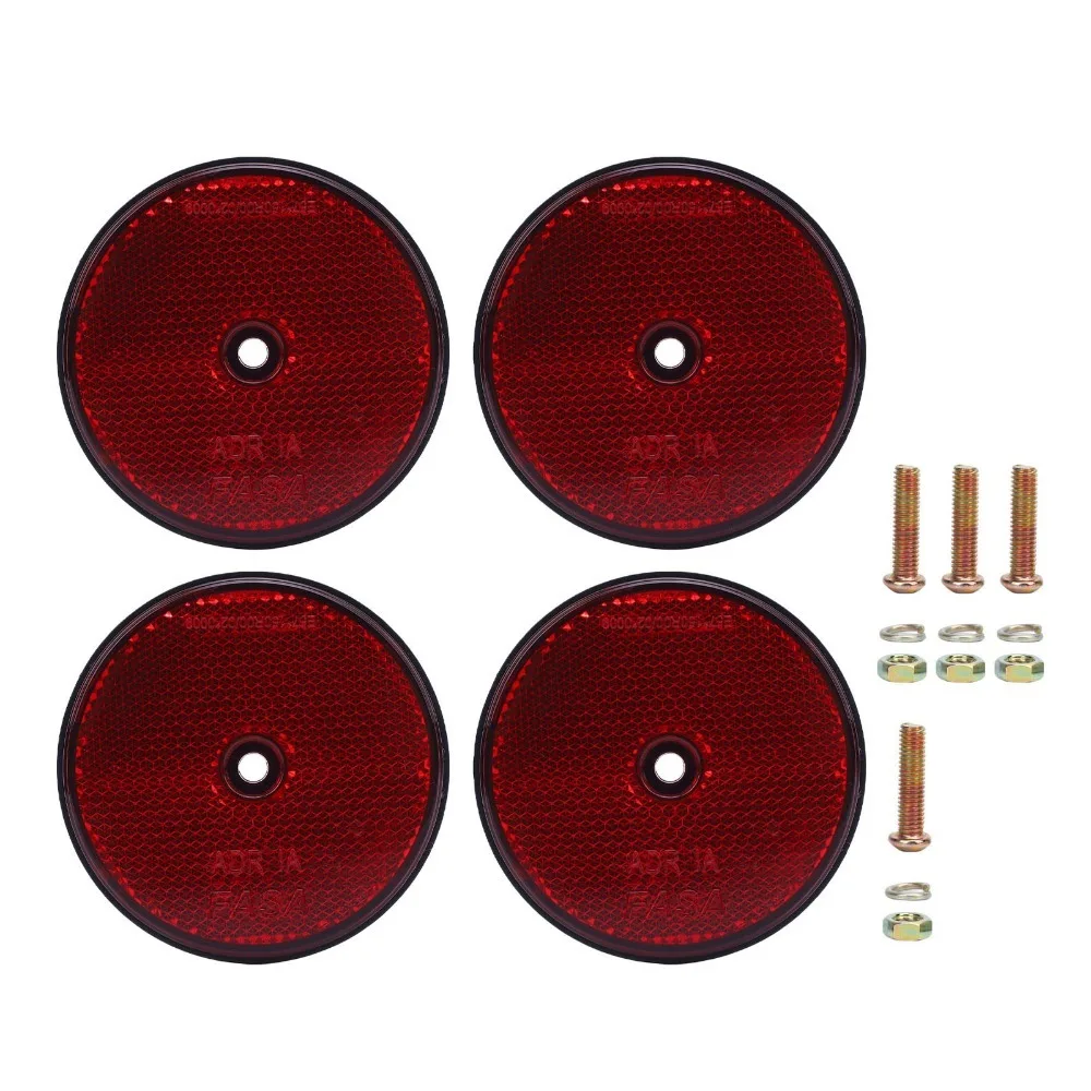 4Pcs Vehicle Safety 72mm Dia Safety Reflectors Screw Mount Round Road Reflectors Rear Reflectors Tunnels