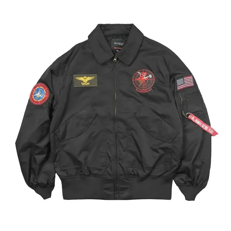 Spring Army Patch Pilot Flight Casual Outwear Men Bomber Coat Thin Jacket - Image 2