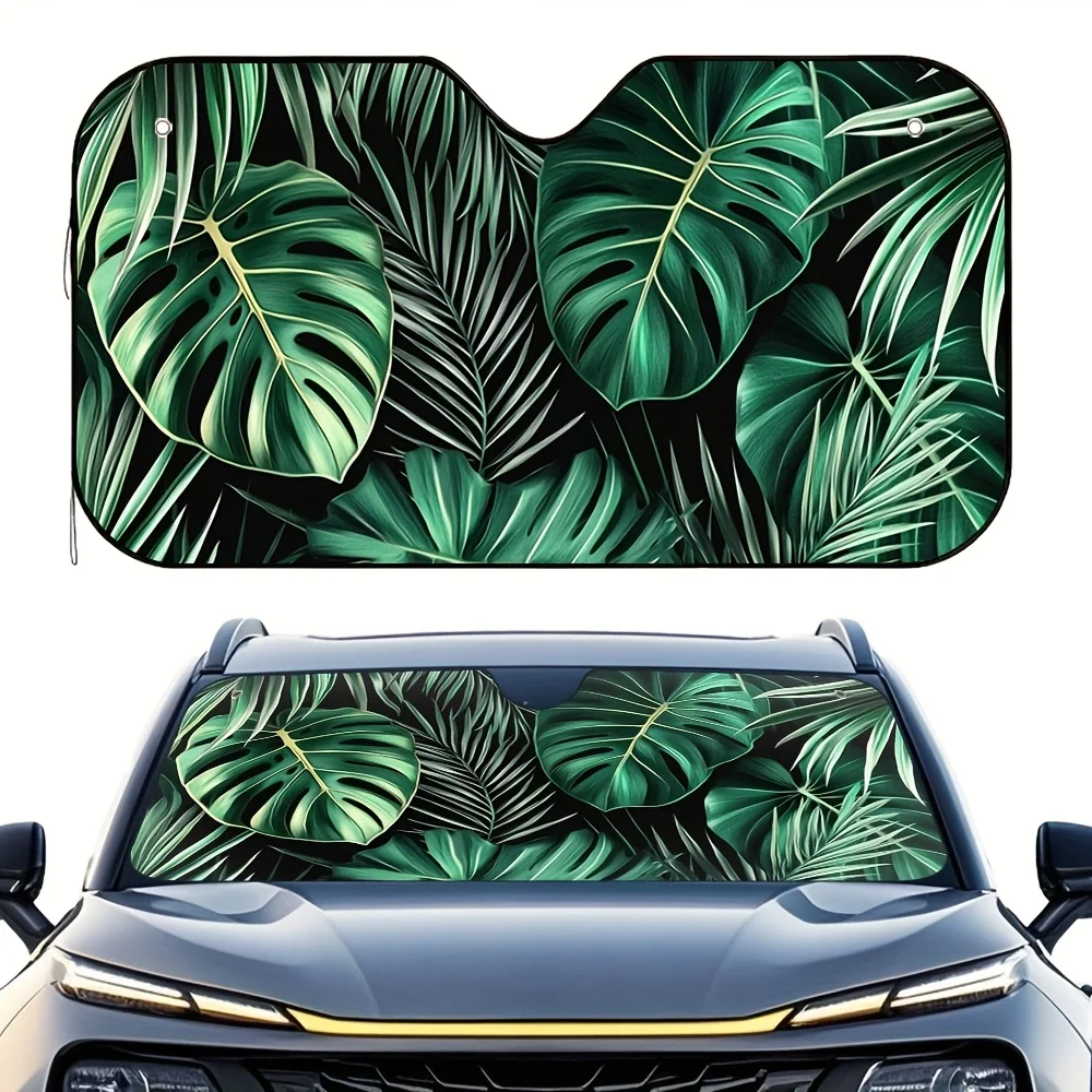 

1pc Tropical Leaf Dream Car Sun Visor - Fit For All Vehicles, Quick Installation, All-Day Sun Protection With Vibrant Green Leaf