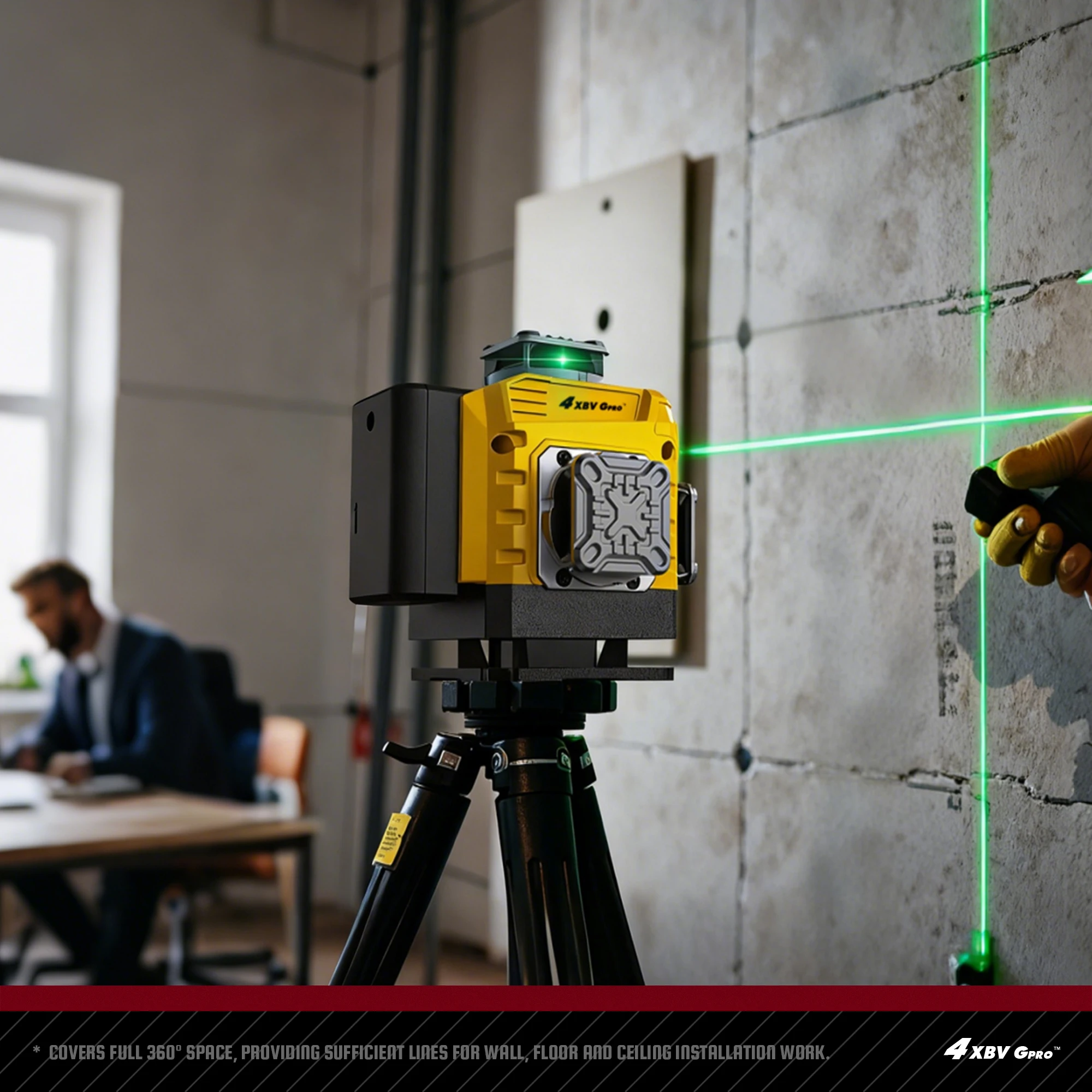 YEVOLT niveau Laser avec luminosité réglable pour outils de travail au sol carrelage Laser à lignes transversales vertes outils d'auto-nivellement 4D 16 lignes