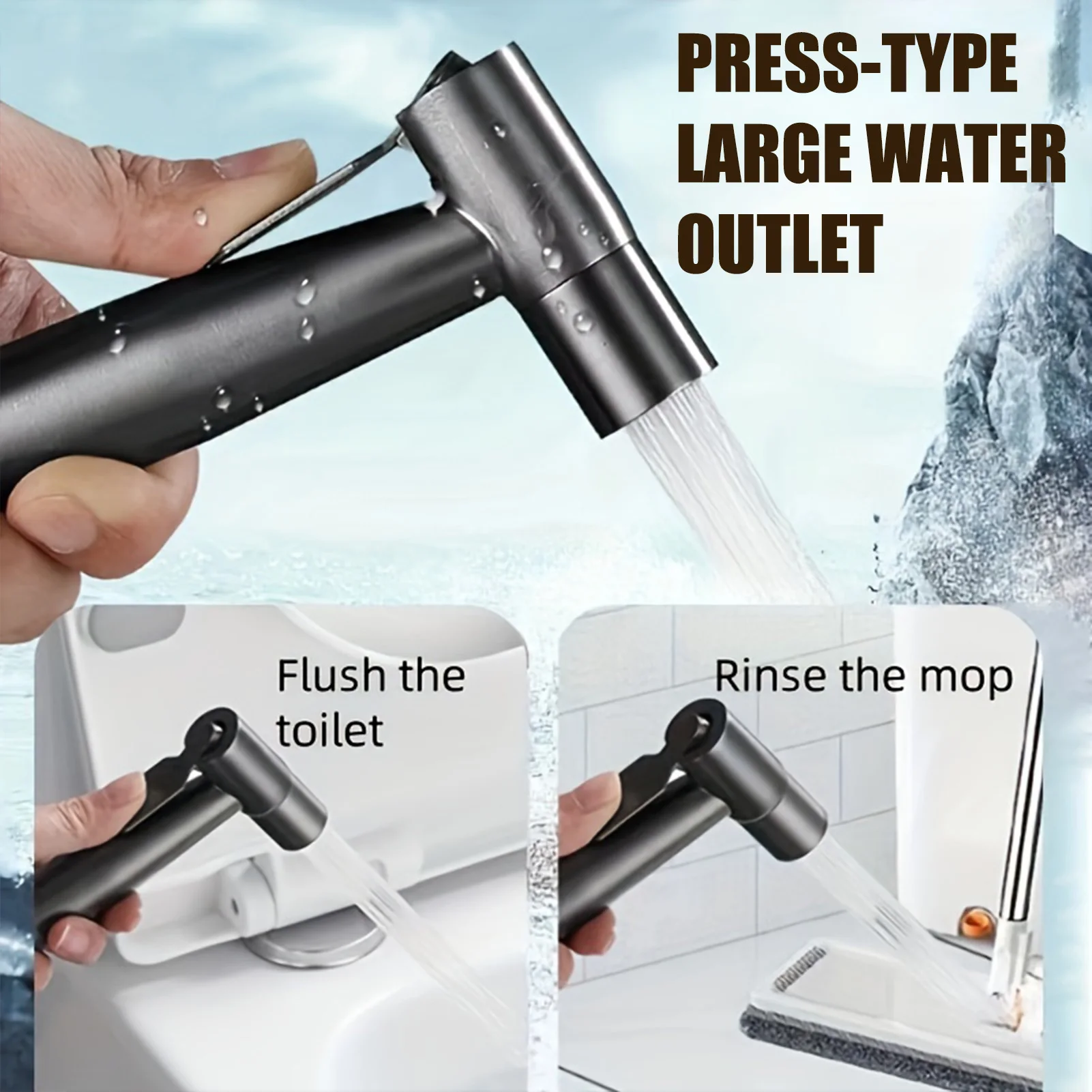 Handheld Bidet Sprayer for Toilet Convenient Use Press Type with Large Water Ouellet Suitable for Bathing Pets Shower