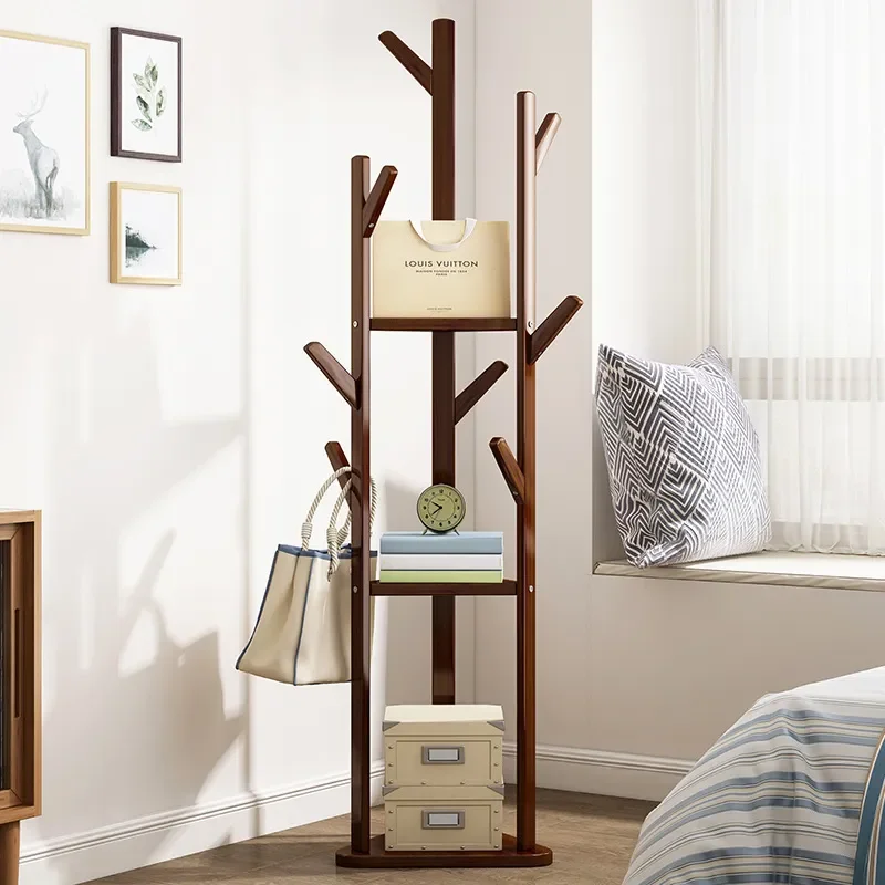 Floor to Ceiling Coat Rack Single Pole Vertical Clothes Hanger Simple Storage Stand for Bedroom Living Room Non Solid Wood