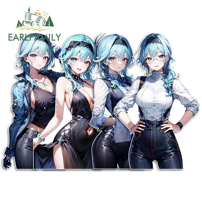 

EARLFAMILY 13cm for Genshin Impact Eula Lawrence Cute Girl Car Stickers Personality Sunscreen Decals Creative Car Accessories