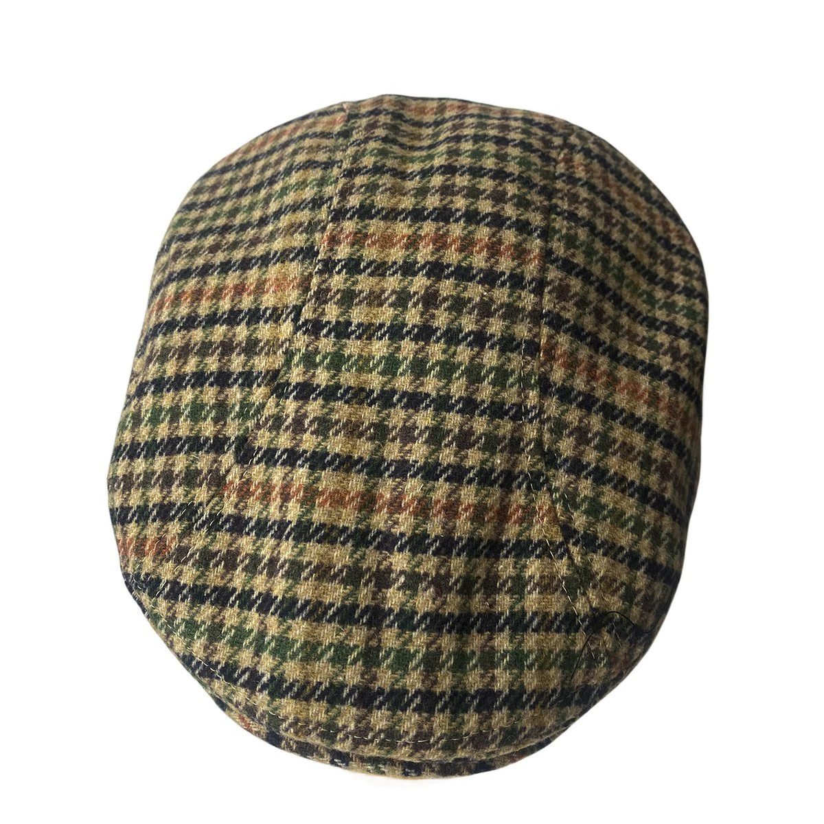 Fashion Houndstooth Plaid Flat Caps for Men Women Wool Vintage Flat Top Ivy French Beret Hats for Women BJM94