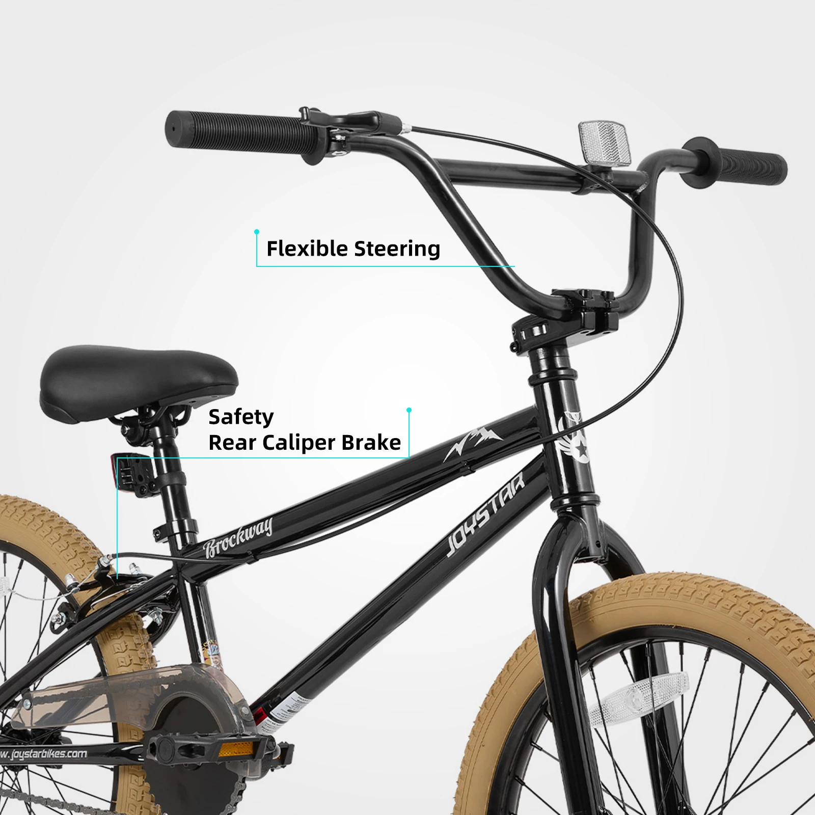 JOYSTAR Freestyle Kinder-BMX-Fahrräder, 50,8 cm, 61 cm, Kinderfahrräder für 6–14 Jahre, Jungen, Mädchen und Einsteigerfahrer, 2 Stifte, Braun