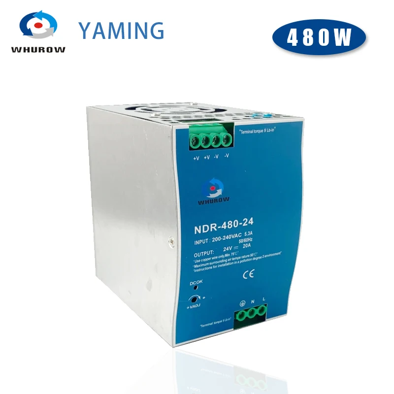 

480W Slim Type NDR Series Switch Power Supply Single Output 24V/ 48V AC-DC Industrial DIN Rail Mounted