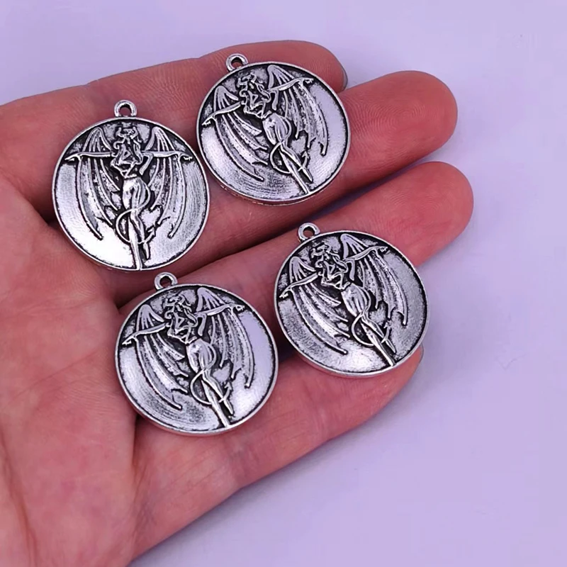 5pcs ancient silver color Angel and devil pendant charm for DIY women man Accessories