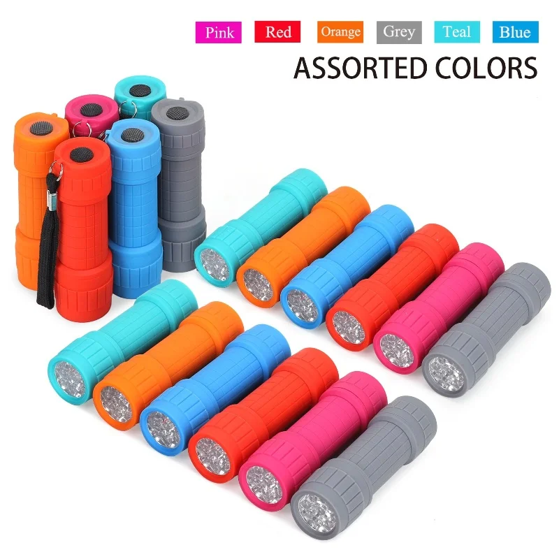 

9-LED Mini Flashlight,AAA Batteries are Included and Pre-Installed,Perfect for Class Teaching, Camping,Wedding Favor