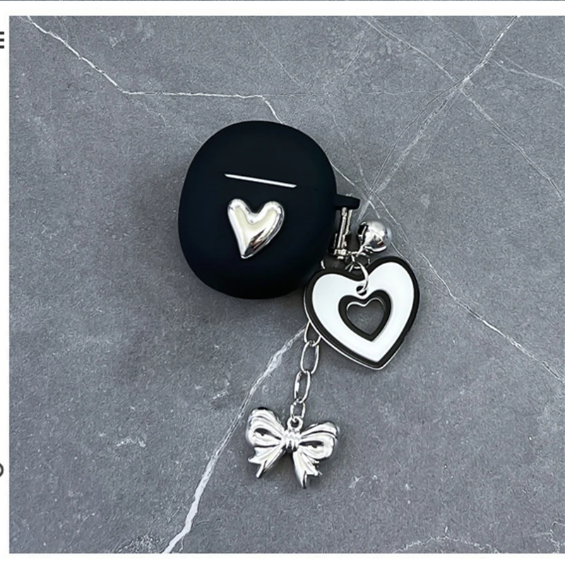 Nette Liebe Fall Für Baseus w09 Kopfhörer Silikon Abdeckung Luxus Überzug Bogen Keychain Fall