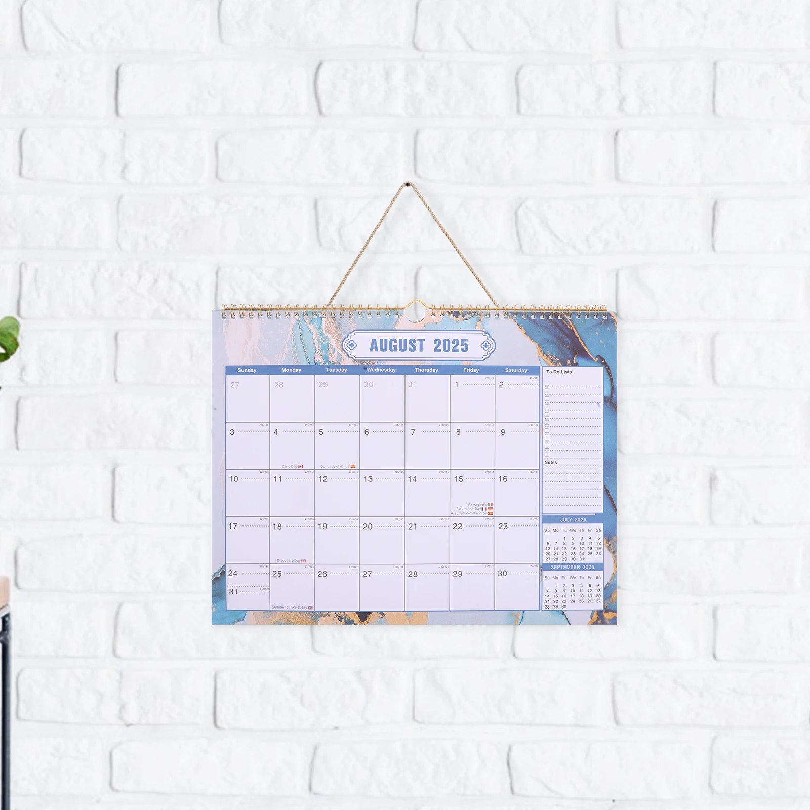 

English Wall 2025-2026 Appointment Hanging Calendar Full Year Large Size Hanging Family Office Use Surface Modern Decor