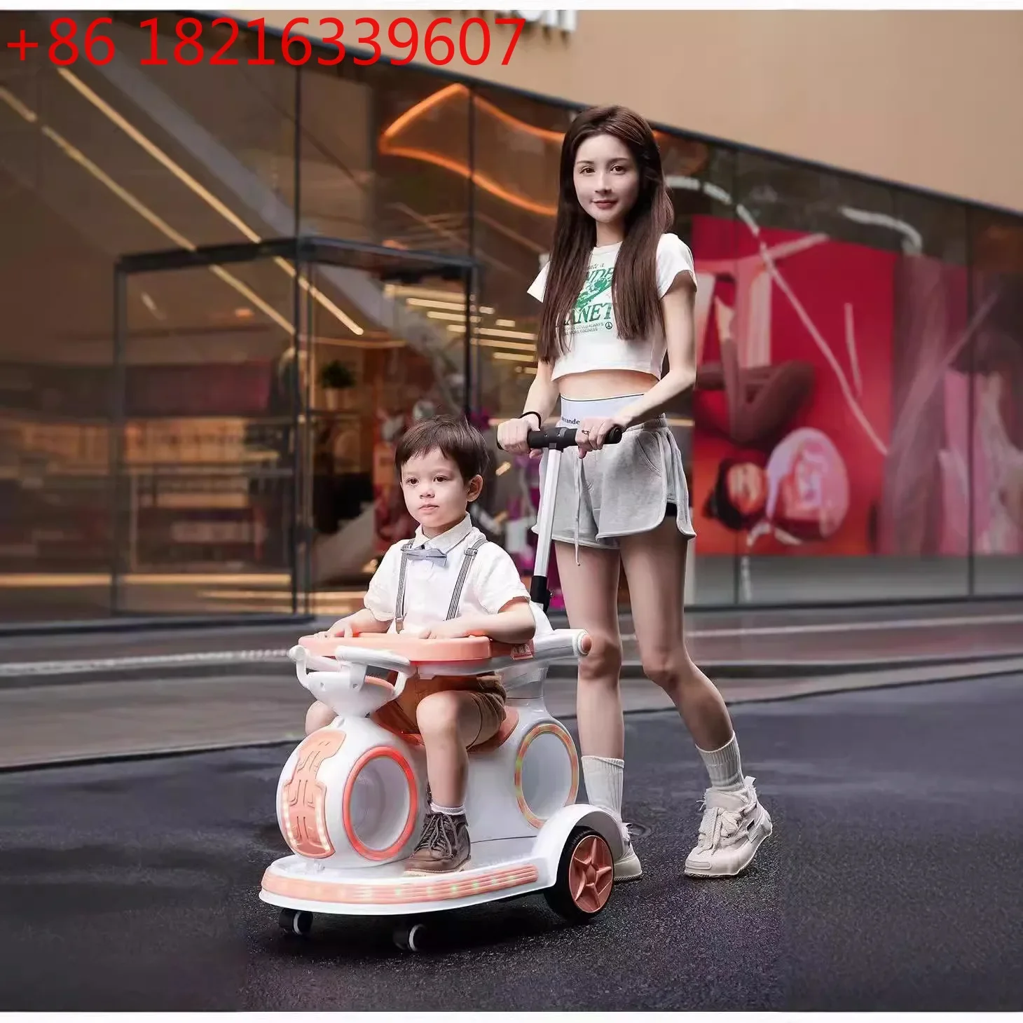 Four-wheel remote control baby boy and girl toy car can sit adult parent-child interaction car rocking car with baby