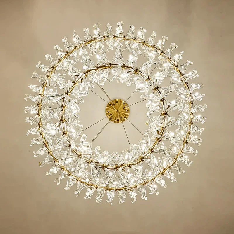 Imagem -06 - Modern Crystal Led Ceiling Chandelier Circular Lustre Chandelier Iluminação Interior Quarto e Sala de Estar Luxo k9 2024