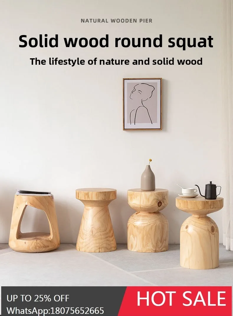 

Nordic Solid Wood Stool Solid Wood Bench Homestay Decoration Sitting Stool Home Coffee Table
