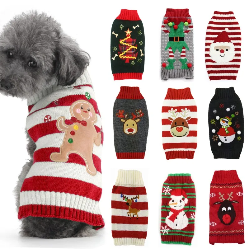 Maglione per cani Natale Inverno Vestiti caldi per cani Vestito natalizio per cani Cappotto per cuccioli Costume per cani Maglione lavorato a maglia