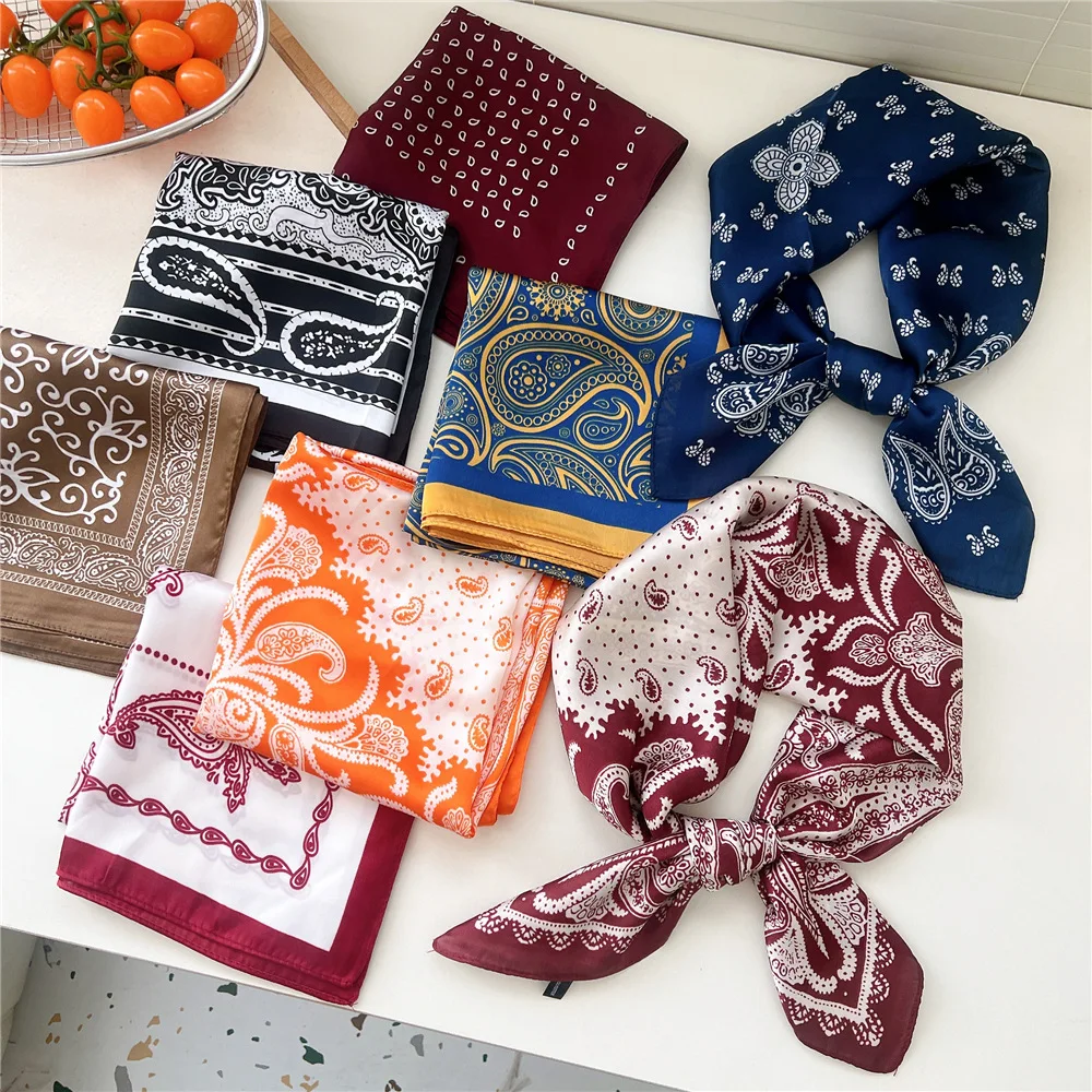 70*70cm Damen Mode Stirnband Haarband Bandanas Haarschal Quadratischer Schal Kopftuch Turban Schal Wickeltuch Accessoires
