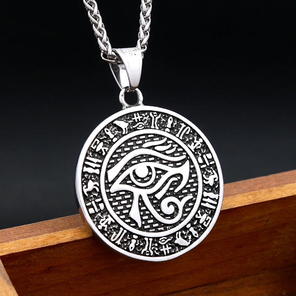 

Punk Vintage Eye Of Horus Pendant Stainless Steel Anka Cross Necklace For Men Women Unique Amulet Jewelry Gift Dropshipping
