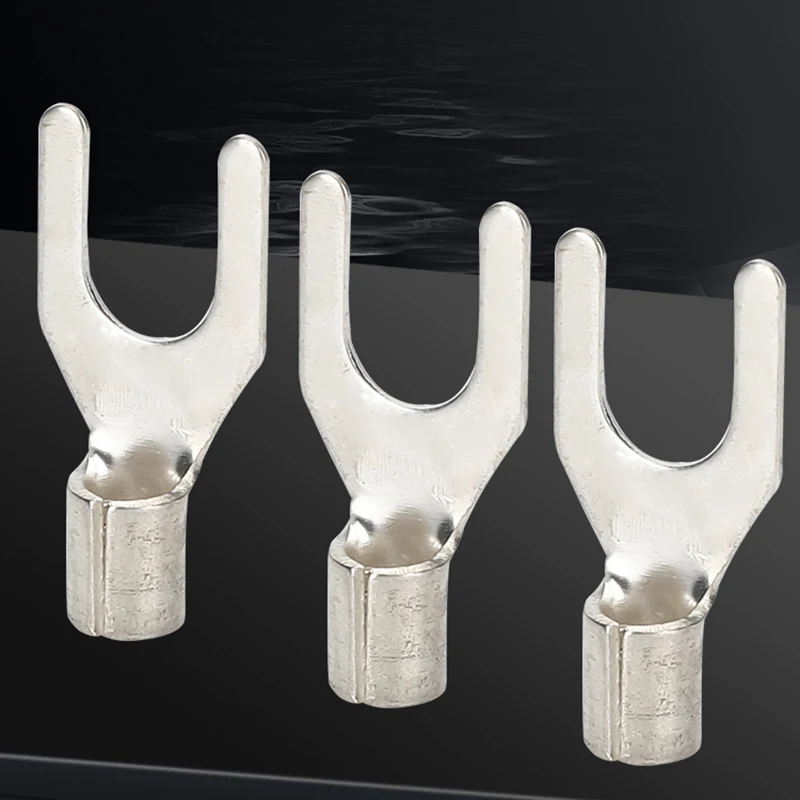Fork Crimp Terminals UT1/1.5/2.5/4/6-4/5/6 Brass U Type Electrical Connector Non Insulated Terminal Block Cold Pressing Cable Lu