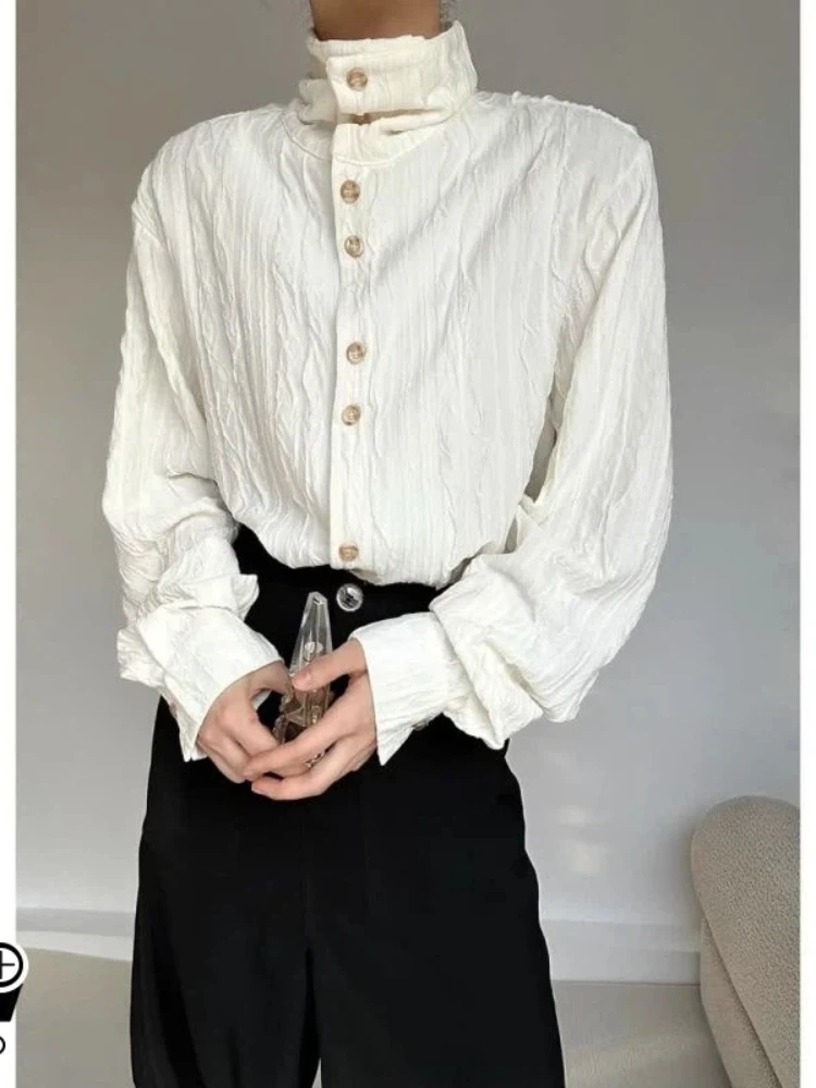 

Осенняя дизайнерская блузка в британском стиле, женские рубашки с высоким воротником и длинными рукавами, японская винтажная одежда 2000-х годов, элегантные французские топы Y2k