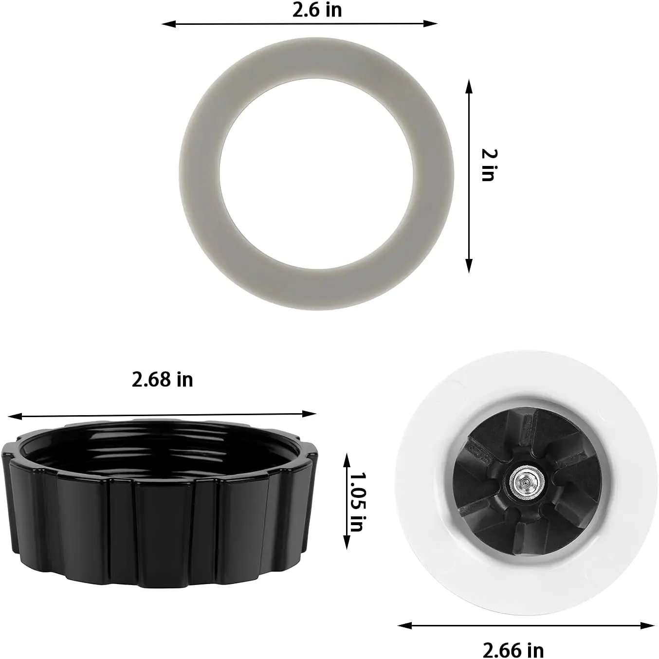 Replacement Parts for Hamilton Beach Blender Blades with Blender Base Bottom Cap and 2 Rubber O Ring Sealing Ring Gasket