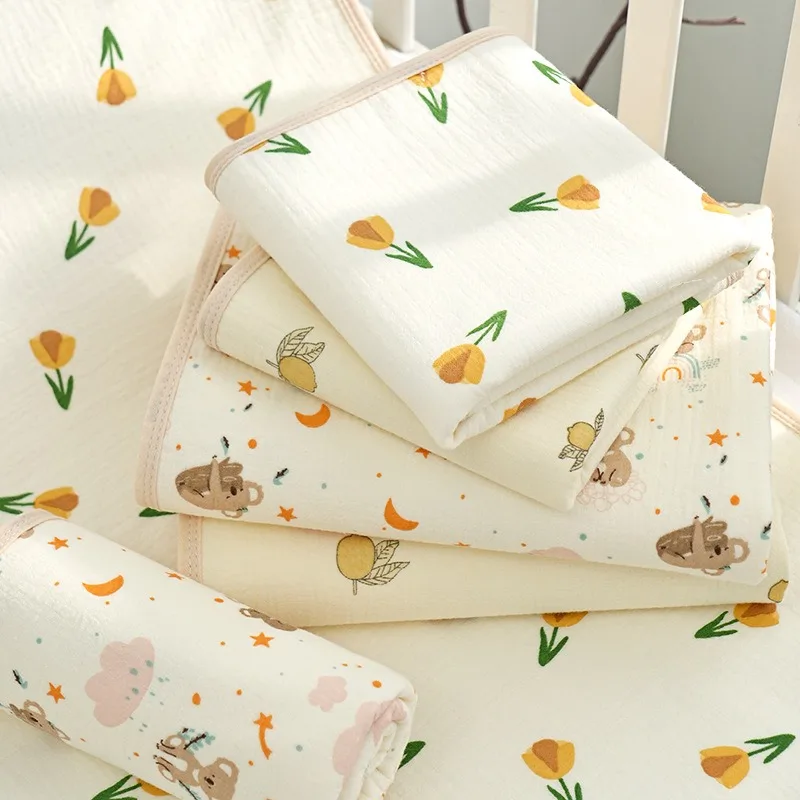 

Four Seasons Baby Crepe Diaper Pad Washable Pure Cotton Waterproof and Breathable Baby Diaper Pad Baby Changing Table