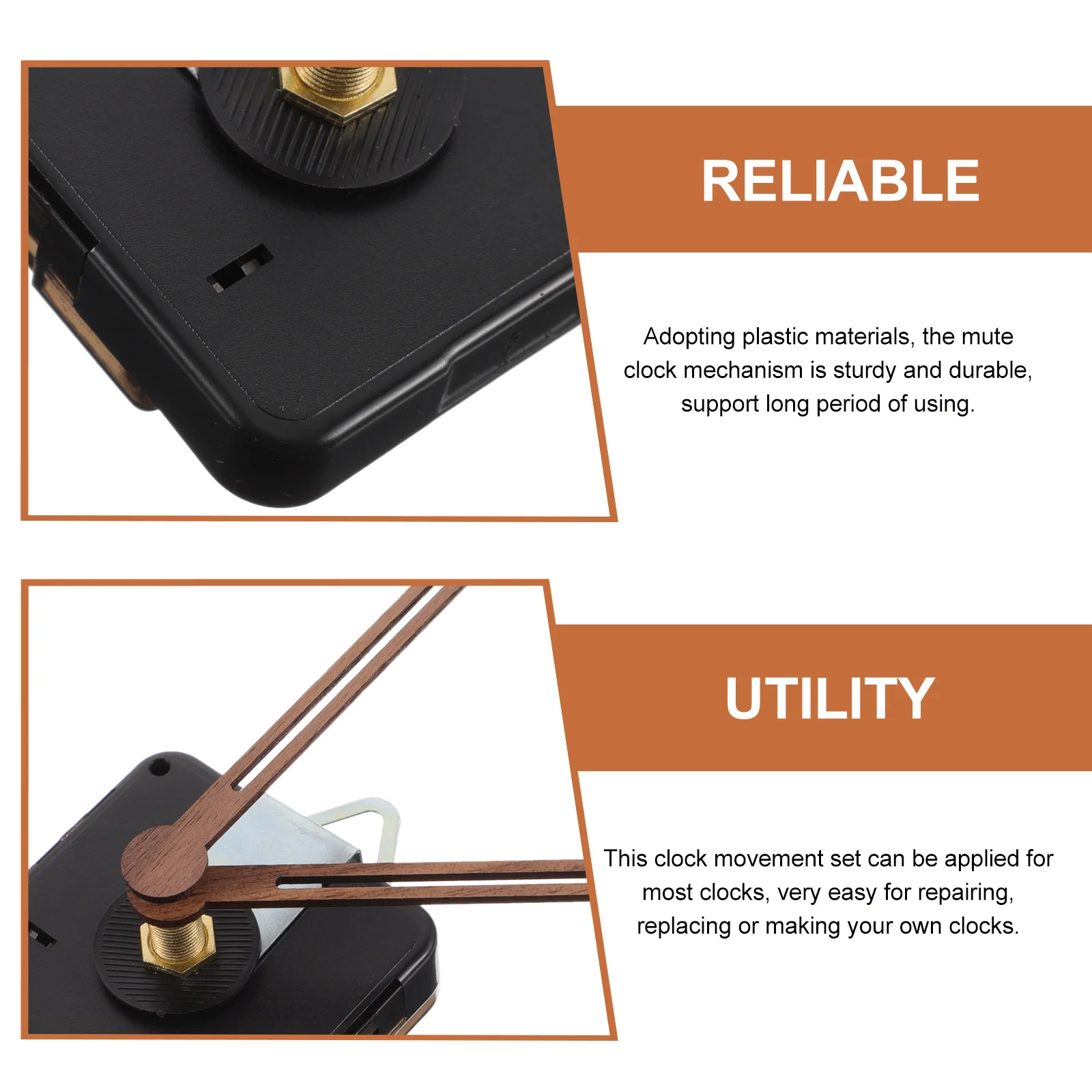 

4 set Movement Kit Mute Plastic Mechanism For Diy Wall Clock Repair Replacement Craft Clocks Hands Set Quiet Clock Parts