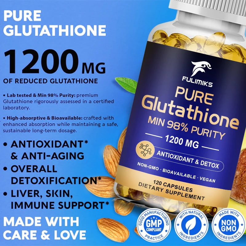 Liposomal Glutathione Capsules -1200mg Active Reduced Form Glutathione - Antioxidant, Detox & Cleanse, Immune Health Support