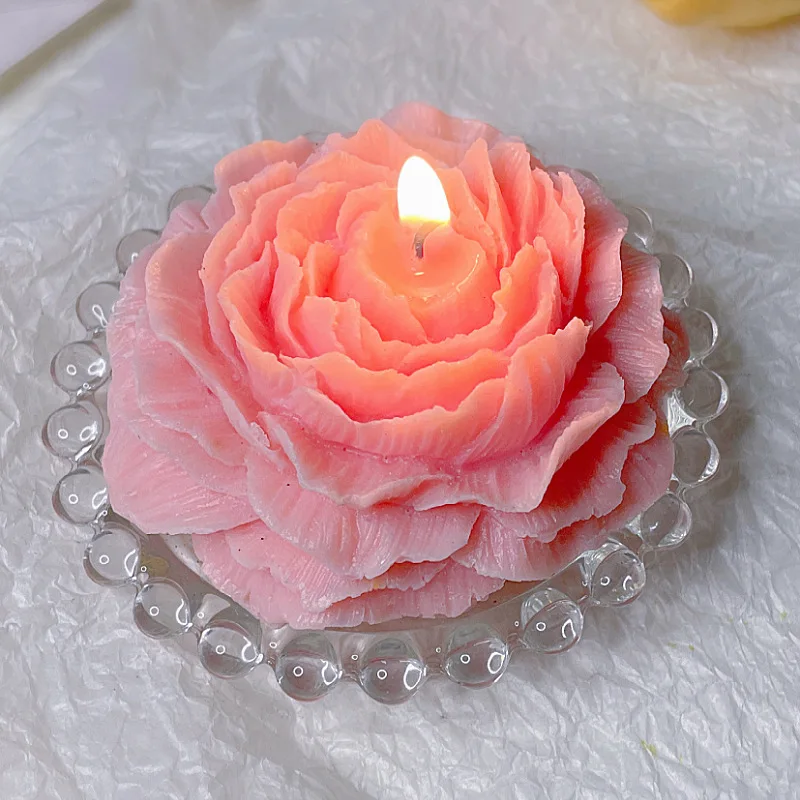 Colorful Peony Couple Low Temperature Candle Valentine\'s Day Atmosphere Candle 3D Wedding Romantic Adult Decoration Candle
