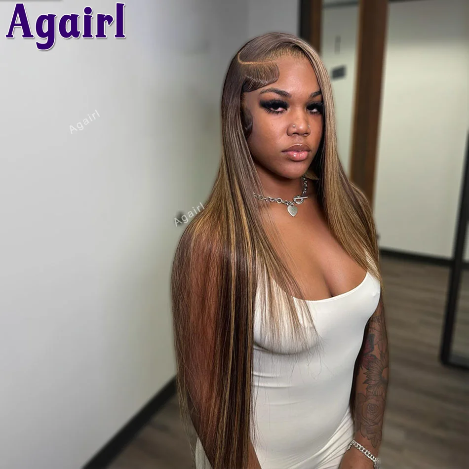 32 Inch 13x4 13x6 Ash Blonde Highlight Wig Human Hair Bone Straight Lace Frontal Wigs For Women 6X4 Lace Closure Wig Pre Plucked