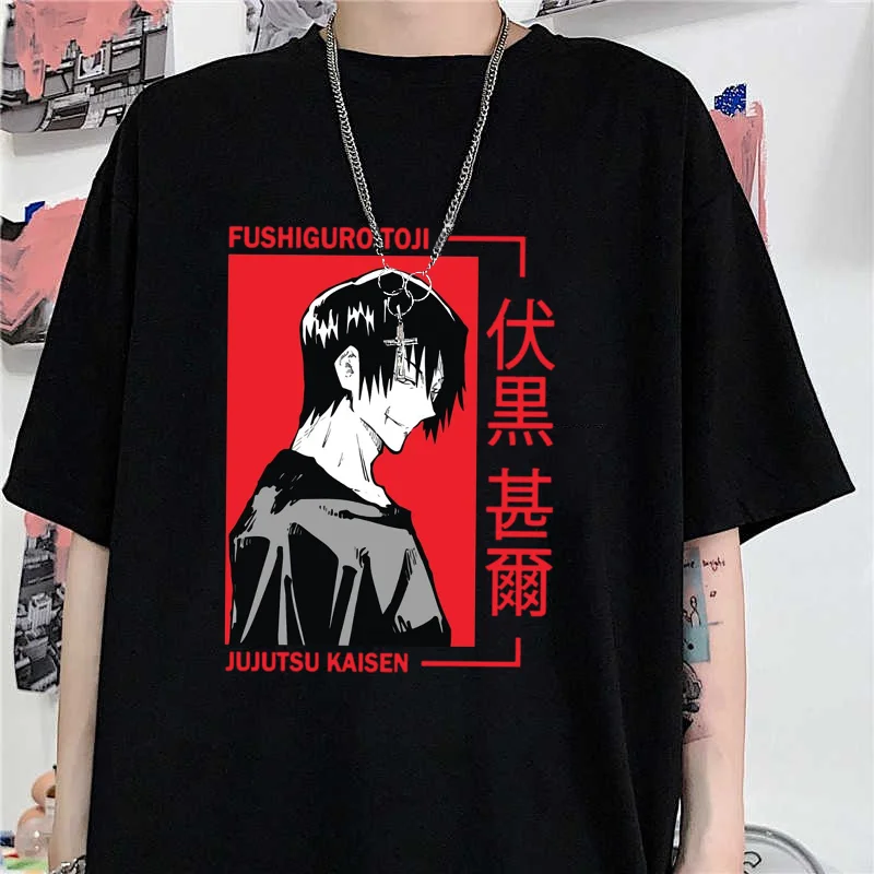 

Fushiguro Toji крутая футболка с графическим принтом Мужская Уличная крутая аниме свободная футболка с круглым вырезом Топ