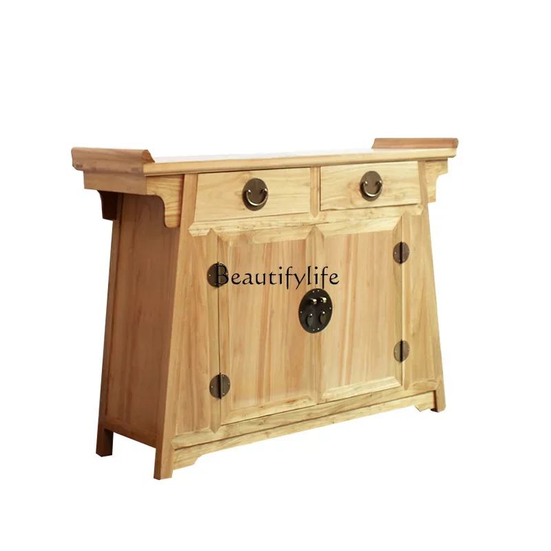 

1*Modern New Chinese Old Elm Wood Entrance Cabinet Zen Log Warped Head Antique Locker