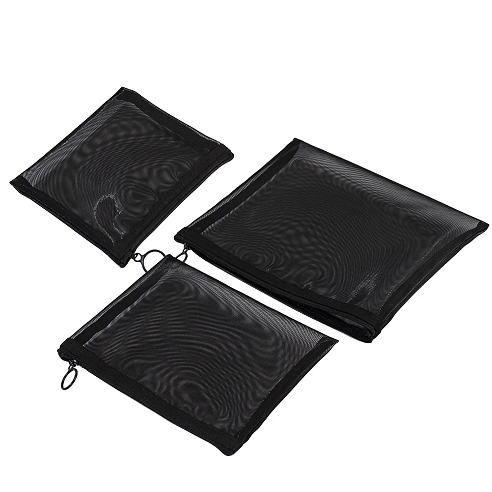 3 個のメイクアップ収納バッグメッシュオーガナイザー化粧品トイレタリーホルダー旅行キャンプポータブルポーチ女性用