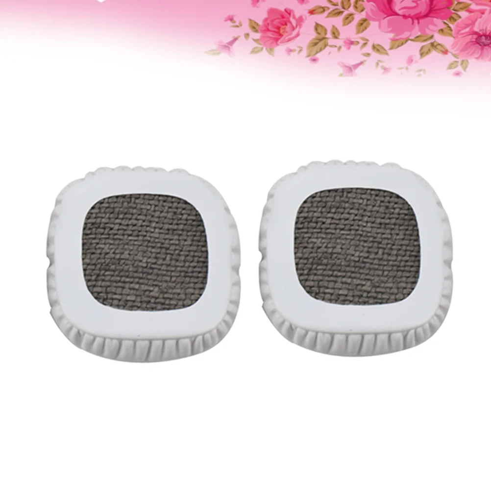 

A Pair of White Square Replacement Ear Pads PU Foam Comfortable Fit Compatible for Major on-Ear Headphones Stereo Sound Cushion