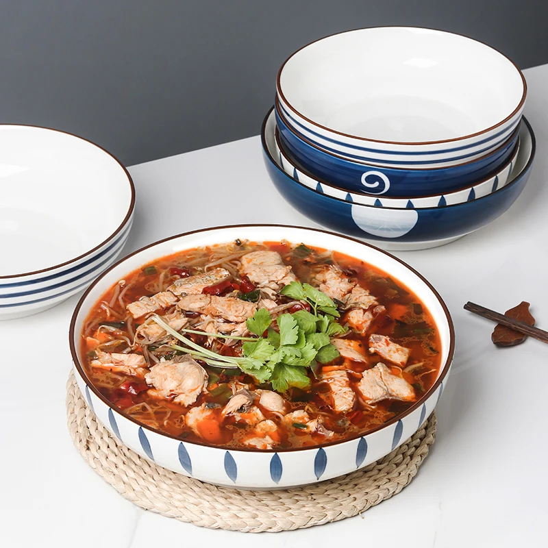 

Большая миска Cerc, 60-дюймовая цветная миска для супа под глазурью для вареной Fi и кисовой капусты, миска для супа и раковина для лапши для домашнего использования