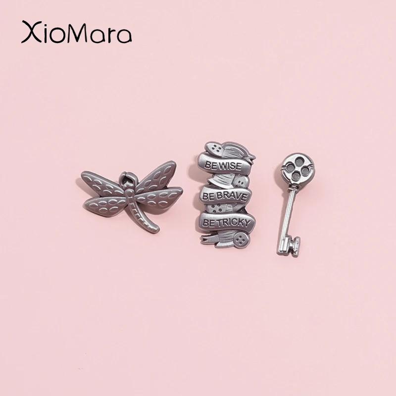 Custom Warm Positive Quotes Enamel Pins Be Wise Be Brave Be Tricky Dragonfly Brooches Lapel Badges Jewelry Gift For Funny Friend