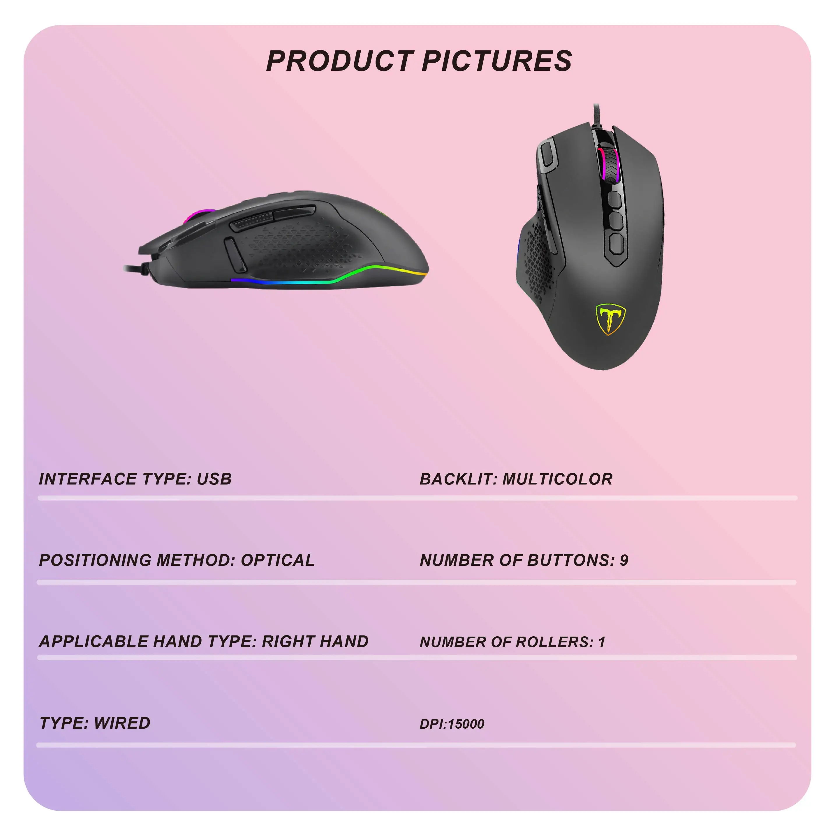 Picture 3: 15000 DPI   Wired Gaming  Mouse   RGB  Gaming Mouse for PC Gamer