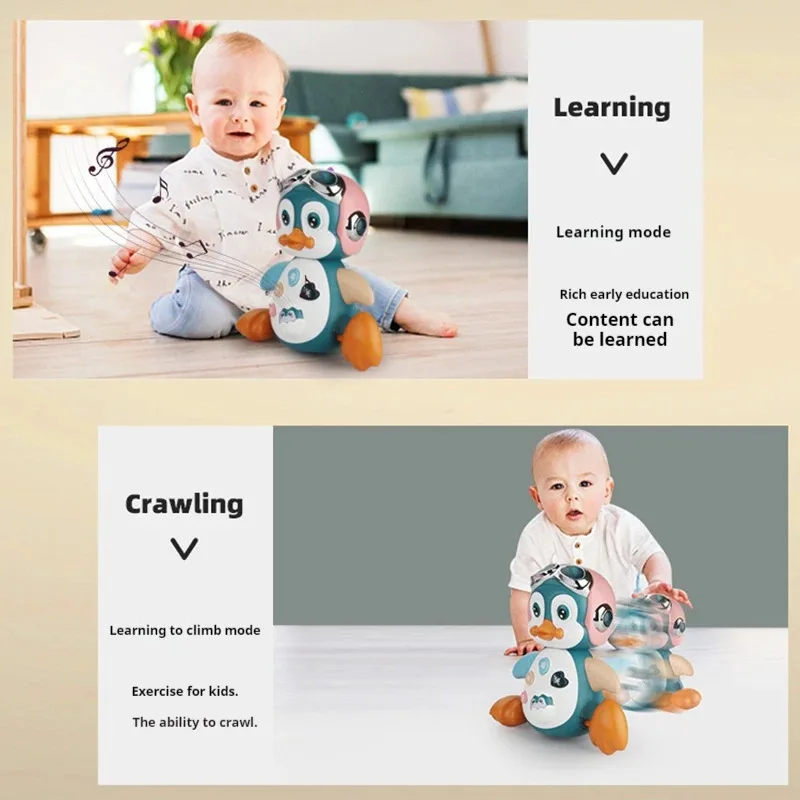 Interactive Walking Penguin Toy, Dancing Musical Baby Toy with LED Lights, Encourages Crawling Learning for Toddlers Infant Kids